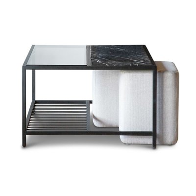 Table basse en marbre et poufs NOORA PRODUIT INTERIEUR BRUT