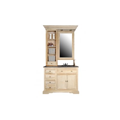 Meuble de salle de bain simple vasque en chêne massif et sa crédence - VÉRONE HELLIN, DEPUIS 1862
