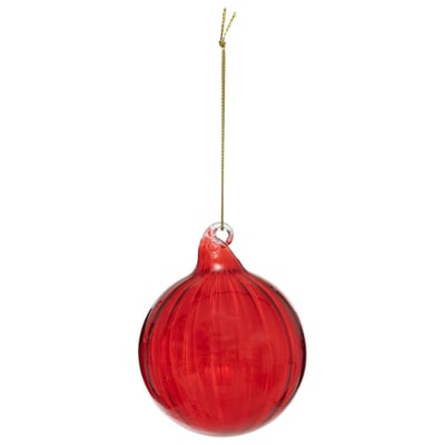Boule de Noël en verre 80mm strie rouge ATMOSPHERA