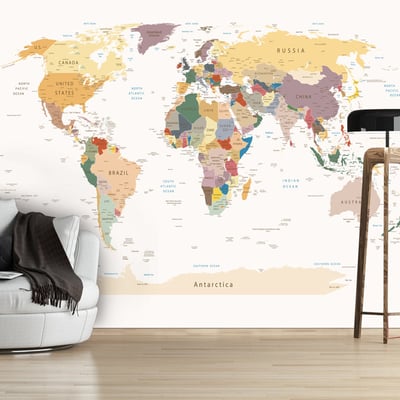 Papier peint intissé panoramique Carte du monde World Map EDEN