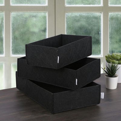 Panier de rangement noir en feutrine – lot de 3 tailles PIER IMPORT