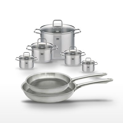Batterie de cuisine 2 poêles 24/28cm + 5 faitouts RELIEF PASSION ELO
