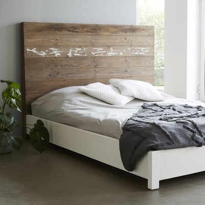 Lit en bois recyclé massif 160 cm avec sommier  HONFLEUR BERAH GETAH