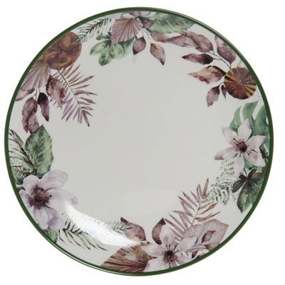 Assiette à dessert en porcelaine motif tropical 19x19x2cm WADIGA