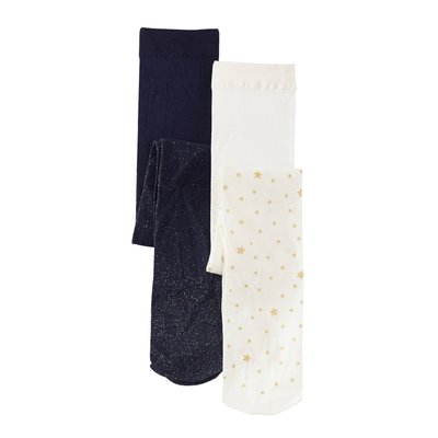 Lot de 2 collants fantaisie détails brillants VERTBAUDET