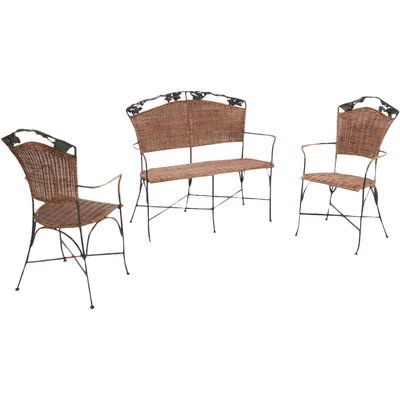 Set 2 fauteuils + 1 banc vigne AUBRY GASPARD