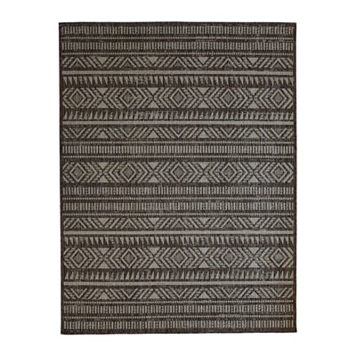 Tapis intérieur-extérieur aspect jute motif ethnique  TERRAIN ETHNIQUE THE DECO FACTORY