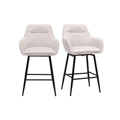 Tabourets de bar pivotants 360° en tissu effet velours texturé terre brûlée et métal H65.5 cm (lot de 2) ALESS MILIBOO