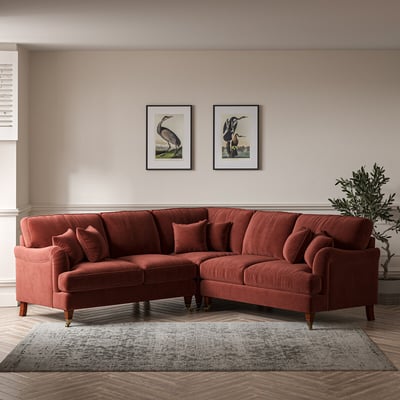 Emeline Velvet Corner Sofa with Castor Legs ÉDITÉ