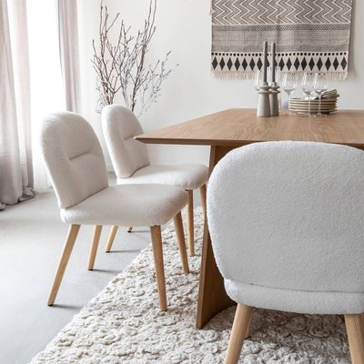 Chaise en tissu bouclette blanche (lot de 2) KANOA MADE IN MEUBLES 