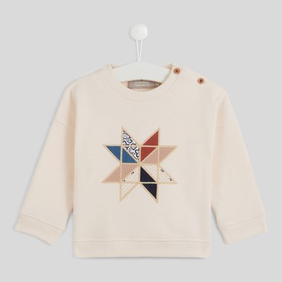 Sweat manches longues col rond broderie placée en coton BIO, certifié OEKO- TEX BOUT'CHOU