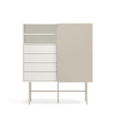 Buffet haut avec porte coulissante en bois H140cm - NUBE TEULAT