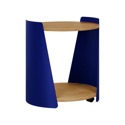 Table d'appoint, table de chevet métal courbé et décor bois avec roulettes MOLTO SWEEEK