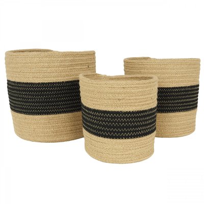 Cache-pots en coton 23cm lot de 3 LIGNE DECO