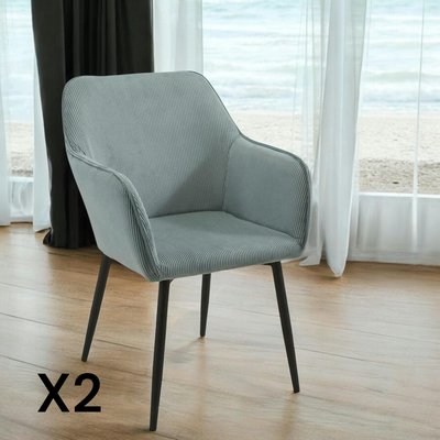 Fauteuil de table tissu cotelé bleu (lot de 2) MALMOE PIER IMPORT