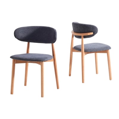 Lot de 2 chaises en tissu et bois massif - CORTE MATHI DESIGN