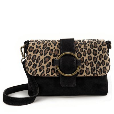 Sac à main en cuir nubuck imprimé léopard VERONE SUEDE LEO OH MY BAG