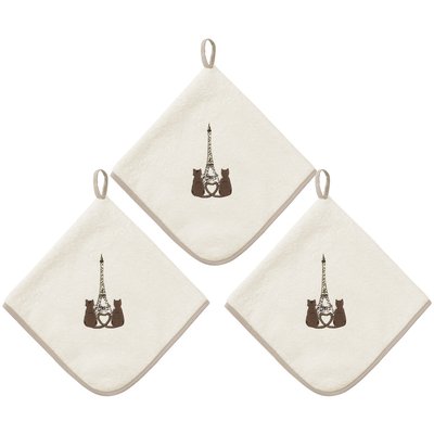 Lot de 3 torchons carrés en coton PARIS MON CHAMOUR SENSEI MAISON