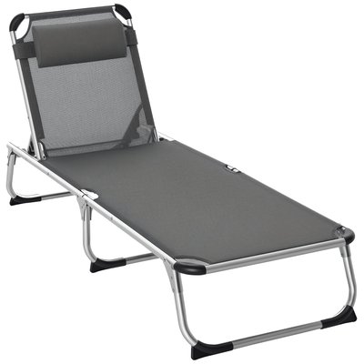 Chaise longue Aluminium Gris OUTSUNNY