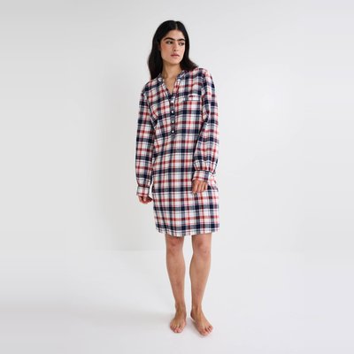 Chemise de nuit à  carreaux en coton BIO MONOPRIX