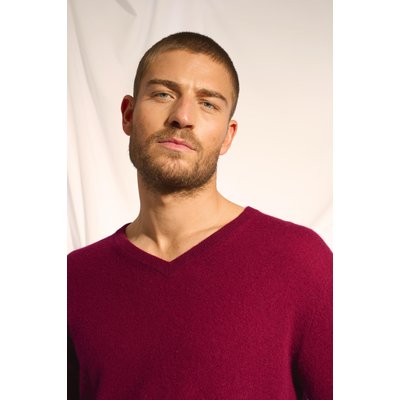 Pull Col V  Bordeaux Walt JUST CASHMERE