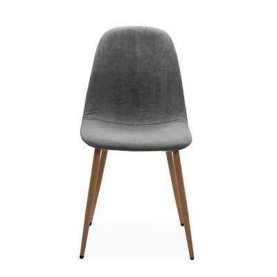 Lot de 4 chaises en velours côtelé gris avec pieds en bois L43 cm - ANYA CALICOSY