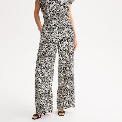 Pantalon large, taille haute, imprimé floral ANNE WEYBURN