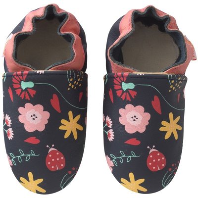 Chaussons bébé cuir souple Fanny les fleurs TICHOUPS