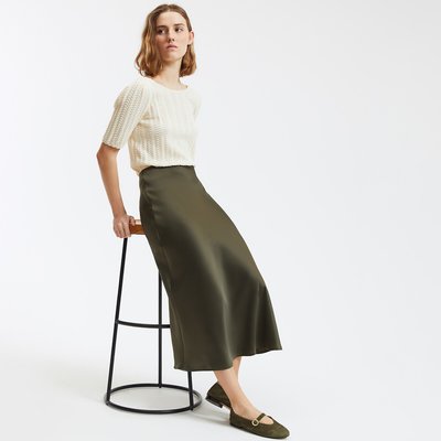 Gonna svasata lunga in satin opaco, Signature MARION LA REDOUTE COLLECTIONS