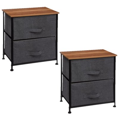 Lot de 2 Tables de chevet à 2 Tiroirs TOILINUX