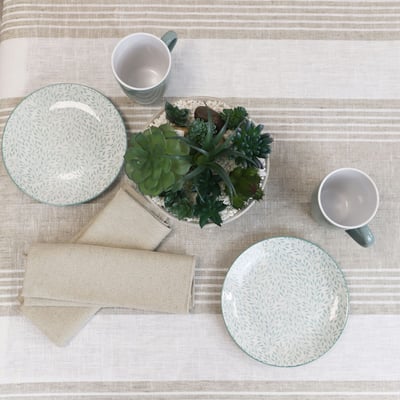 Nappe 100% lin naturel à rayures NAPOLI LINANDELLE
