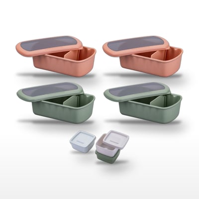 Lot de 4 lunch box 1L avec 3 boîtes à sauce STORAGE FACKELMANN