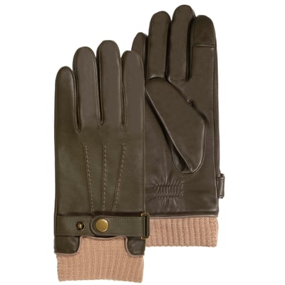 Gants tactiles, en cuir d'agneau pleine fleur, doublés polaire ISOTONER