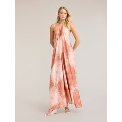 Robe longue évasée avec imprimé MOTIVI