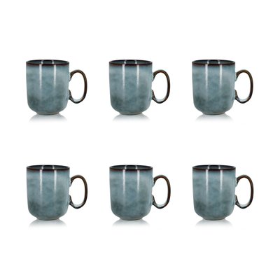 Lot de 6 mugs en grès 40cl, ARONAL OGO LIVING