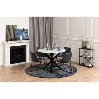 Table à manger ronde en marbre blanc L110 4 personnes - NEIVA HELLIN, DEPUIS 1862