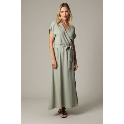 Robe casual unie à manches courtes et au col cache-cœur TEYSSA DEELUXE