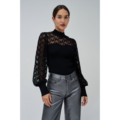 HAUT COL MONTANT ET DÉTAILS EN DENTELLE SALSA JEANS