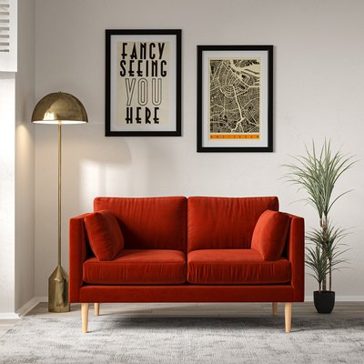 Gabriela Modern Velvet 2 Seater Feather Sofa with Light Wood Legs SO'HOME