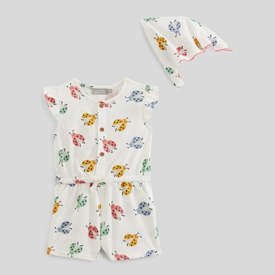 Combinaison courte avec fichu imprimés en coton BIO GOTS BOUT'CHOU