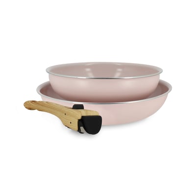 Lot de 2 poêles 22/26 cm en aluminium avec poignée, COLORAMA MENASTYL