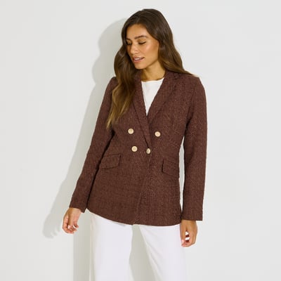 Veste blazer en tweed col tailleur GRAIN DE MALICE