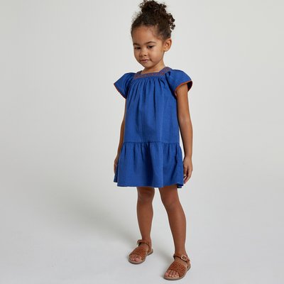 Robe coton avec broderies, manches volantées LA REDOUTE COLLECTIONS