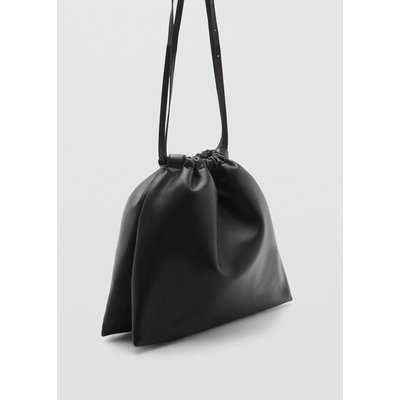 Sac bandoulière en cuir avec fermeture froncée MANGO