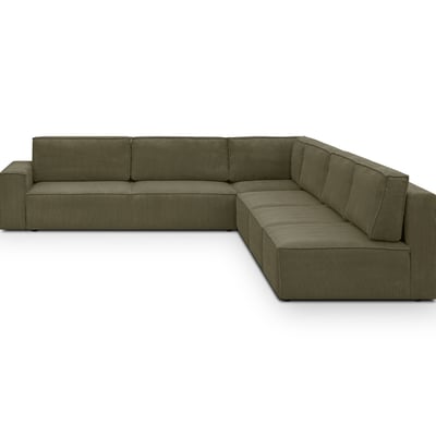 Canapé d'angle droit convertible 10 places en velours côtelé - HARPER MOD HOMIFAB