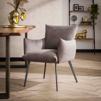 Fauteuil de table en velours gris effet coussin (lot de 2) MELBOURNE PIER IMPORT