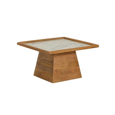 Table basse carrée en bois de manguier et marbre  ADLER MADE IN MEUBLES 