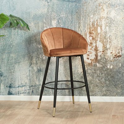 Chaise de bar en velours doré forme coquillage (lot de 2) HAWAI PIER IMPORT