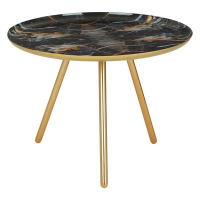 Faux Marble Side Table with Gold Accents SO'HOME