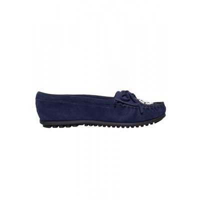 Mocassins en cuir suede avec motif à perles MOKO SNOWFLAKE MINNETONKA